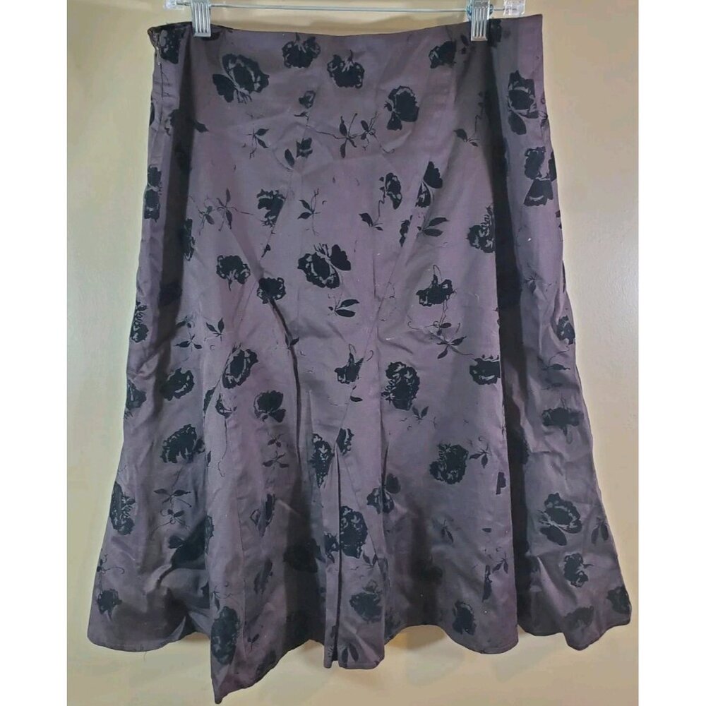 Vtg Y2K Dynamite Velour Floral Midi Skirt Sz 11 Goth Dark Fairy Edgy Witchy